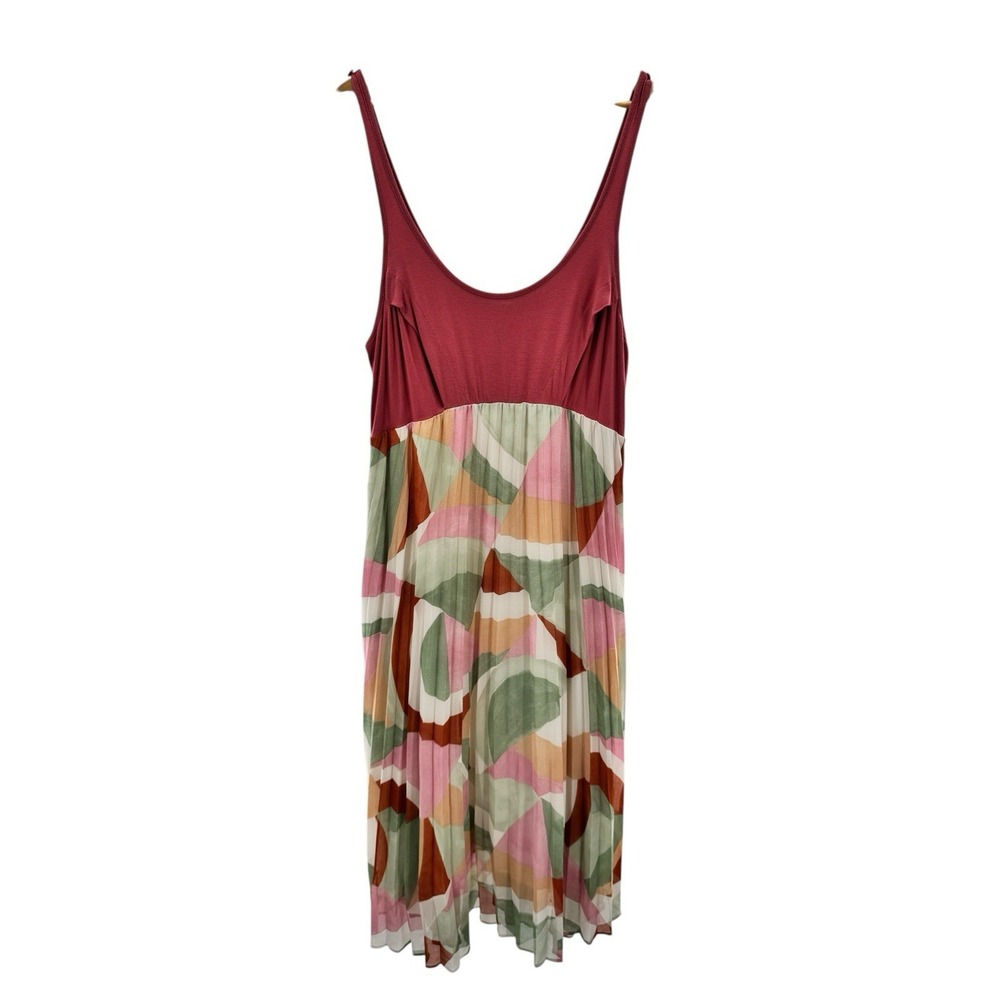 Seraphine Tank Dress Maternity Nursing Sherbet Geometric‎ Pleated Midi Size 10
